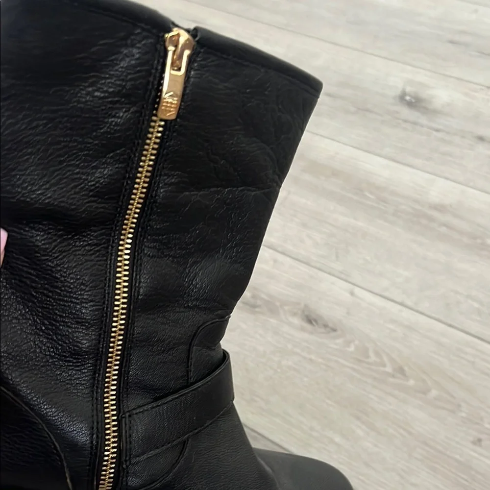 Vince Camuto Black Combat Boots with Gold Hardware - Picture 8 of 8